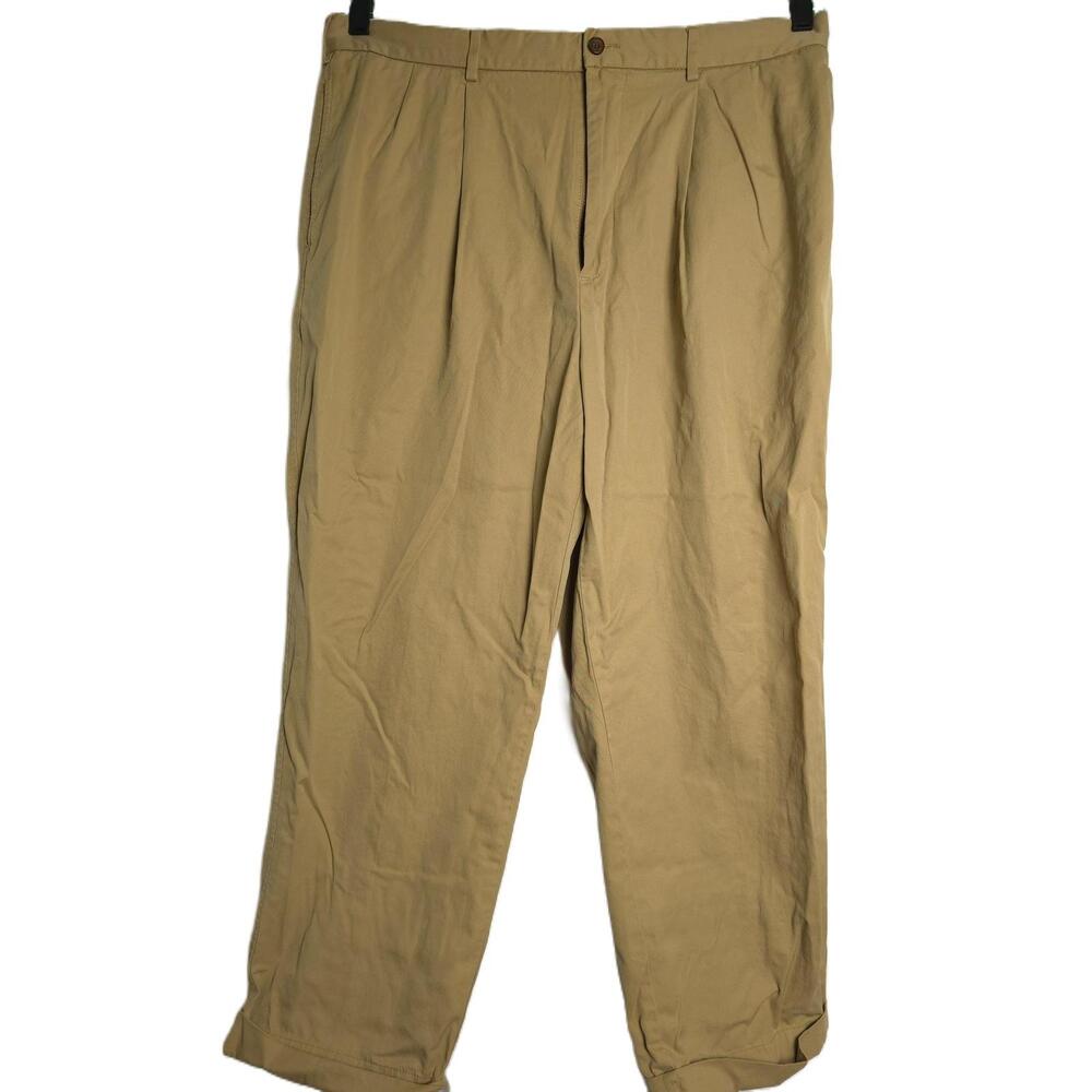 Daniel Cremieux Mens Tan Pleated Chinos Cotton Pants Belt Loops Size 36X29